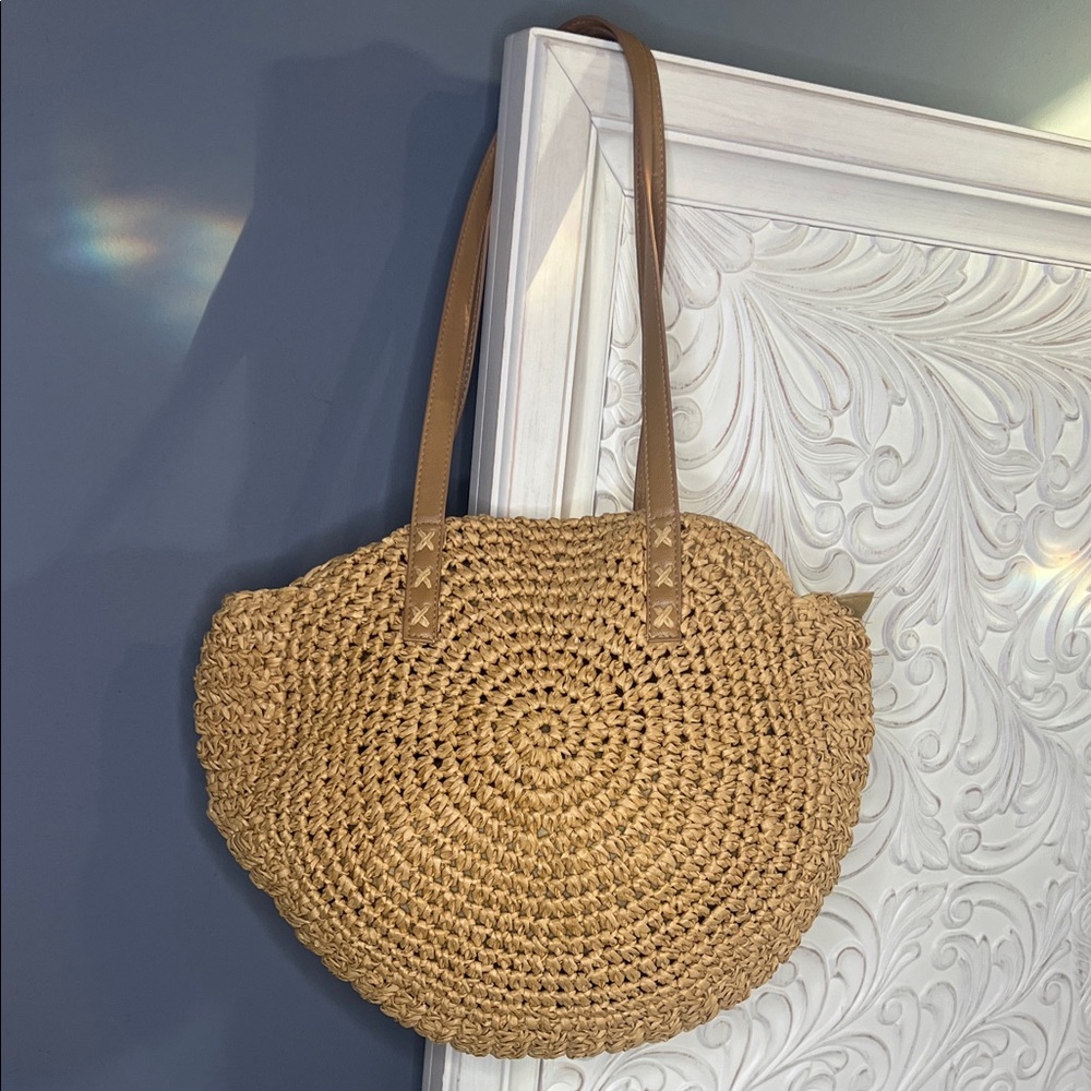 Tan Woven Tote Bag